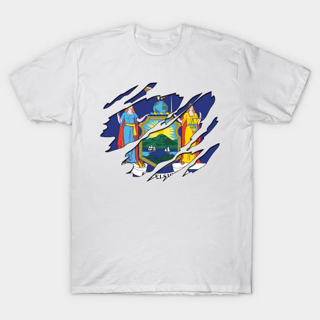 Rip Away New York Flag T-Shirt by InspiredQuotes